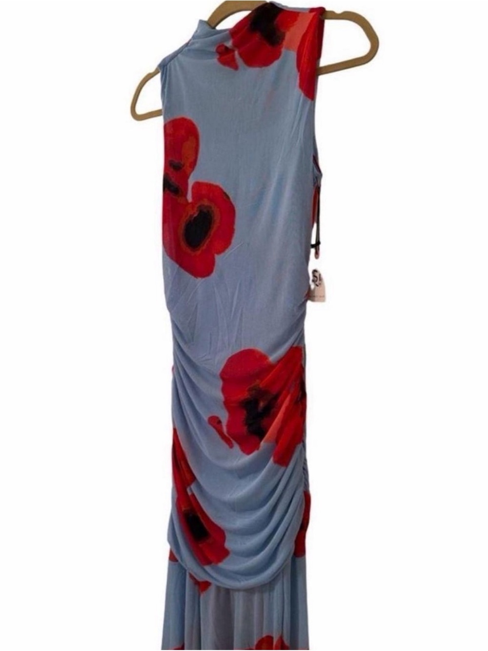 Sincerely Jules Light Blue Maxi Dress with Red Floral Print - Picture 5 of 7
